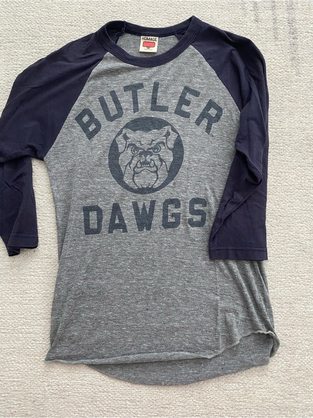 HOMAGE Gray & Navy Butler Dawgs Raglan Tee